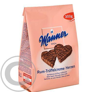 Manner Herzen 300 g oplatkové srdce kakao   rum v čokoládě, Manner, Herzen, 300, g, oplatkové, srdce, kakao, , rum, čokoládě