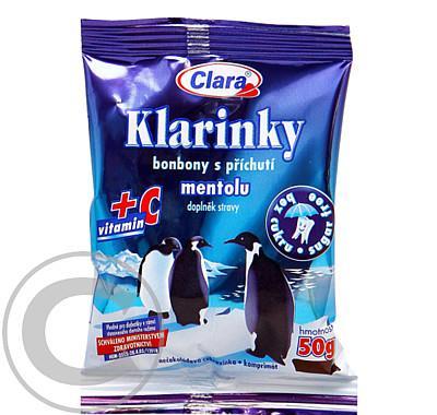 KLARINKY bonbony s příchutí mentolu 50g, KLARINKY, bonbony, příchutí, mentolu, 50g