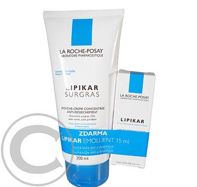 La Roche Posay LIPIKAR SURGRAS 200 ML   LIPIKAR EMOLLIET 15ML ZDARMA