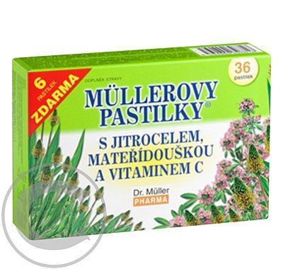 MÜLLEROVY pastilky s jitrocelem mateřídouš.30 6ks, MÜLLEROVY, pastilky, jitrocelem, mateřídouš.30, 6ks