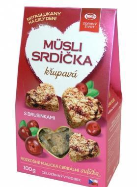 SEMIX Müsli srdíčka křupavá s brusinkami 100 g, SEMIX, Müsli, srdíčka, křupavá, brusinkami, 100, g