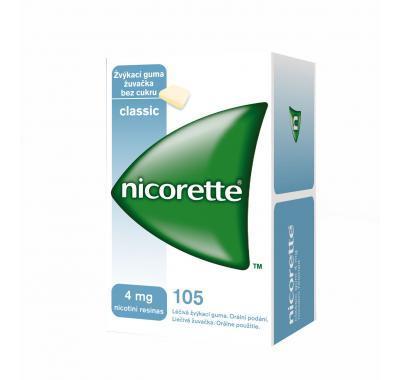 NICORETTE CLASSIC GUM 105X4 MG Žvýkačky, NICORETTE, CLASSIC, GUM, 105X4, MG, Žvýkačky