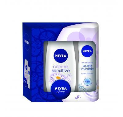 NIVEA Vánoční dámská kazeta Invisiblepure (deo   sprchový gel   krém)