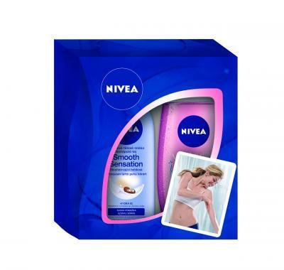 NIVEA Vánoční dámská kazeta  Smooth (tělové mléko   sprchový gel), NIVEA, Vánoční, dámská, kazeta, Smooth, tělové, mléko, , sprchový, gel,