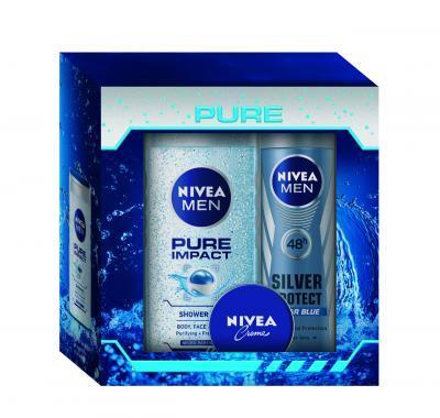 NIVEA Vánoční pánská kazeta Pure (deo   sprchový gel   krém)