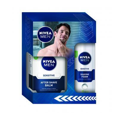 NIVEA Vánoční pánská kazeta Sensitive (balzám   pěna), NIVEA, Vánoční, pánská, kazeta, Sensitive, balzám, , pěna,