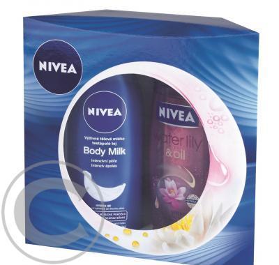 NIVEA Vánoční set tělové mléko 250 ml   sprchový gel Water Lily & Oil