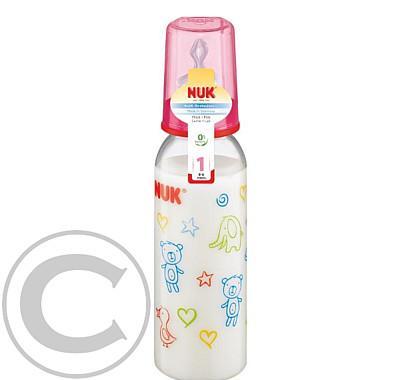 NUK-Dětská láhev PP 240ml SILIKONOVÁ savička V1-M 741419