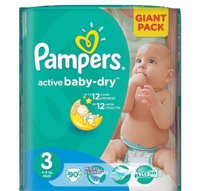 Pampers Active baby 3 midi 4 - 9 kg 90 kusů, Pampers, Active, baby, 3, midi, 4, 9, kg, 90, kusů