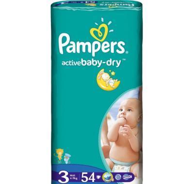 Pampers plenky Active Baby Dry Midi 4 - 9 kg 54 kusů, Pampers, plenky, Active, Baby, Dry, Midi, 4, 9, kg, 54, kusů