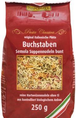 Písmenka semolina barevná RAPUNZEL 250g-BIO