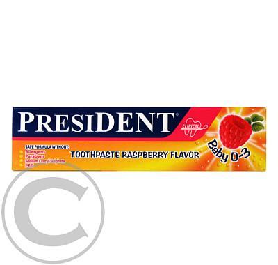 PresiDENT Zubní pasta děti 0-3r. malinová příchuť 30ml, PresiDENT, Zubní, pasta, děti, 0-3r., malinová, příchuť, 30ml