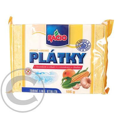 RACIO Křehké plátky kukuřičné s česnekem a cibulí 106g, RACIO, Křehké, plátky, kukuřičné, česnekem, cibulí, 106g