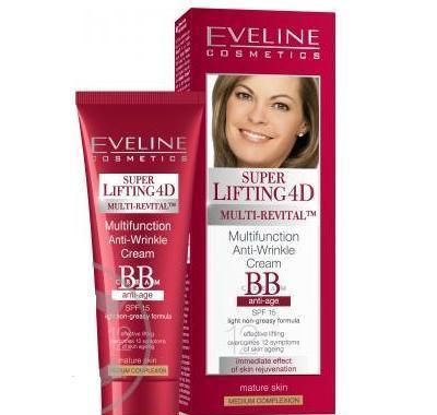 Eveline SUPER LIFTING multifunkční BB krém proti vráskám - středně tmavý 50 ml, Eveline, SUPER, LIFTING, multifunkční, BB, krém, proti, vráskám, středně, tmavý, 50, ml