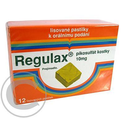 REGULAX PIKOSULFÁT KOSTKY 10 MG  12X10 MG Pastilky rozp. v ústech, REGULAX, PIKOSULFÁT, KOSTKY, 10, MG, 12X10, MG, Pastilky, rozp., ústech