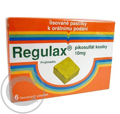 REGULAX PIKOSULFÁT KOSTKY 10 MG  6X10 MG Pastilky rozp. v ústech, REGULAX, PIKOSULFÁT, KOSTKY, 10, MG, 6X10, MG, Pastilky, rozp., ústech