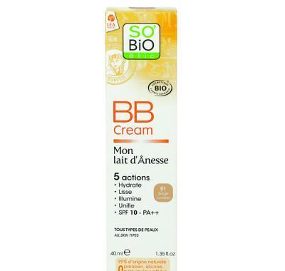 SO´BIO Bio BB krém s obsahem oslího mléka n°1 světlá béžová 40 ml, SO´BIO, Bio, BB, krém, obsahem, oslího, mléka, n°1, světlá, béžová, 40, ml