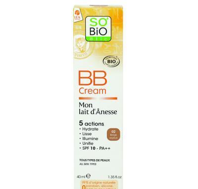 SO´BIO Bio BB krém s obsahem oslího mléka n°2 střední béžová 40 ml, SO´BIO, Bio, BB, krém, obsahem, oslího, mléka, n°2, střední, béžová, 40, ml