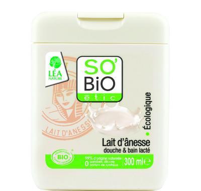 SO´BIO Bio sprchový gel a koupelový s oslím mlékem 300 ml