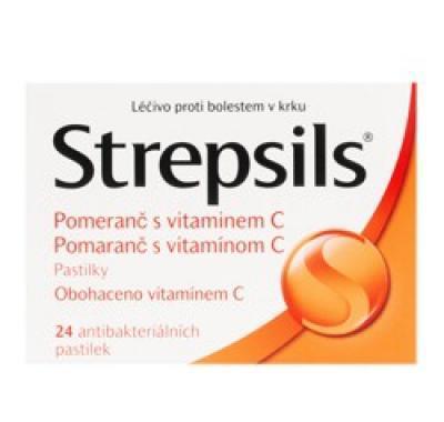 STREPSILS pomeranč s vitamínem C 24 antibakterialních pastilek