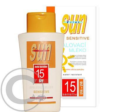 SUN SENSITIVE opalovací mléko pro citlivou pleť OF 15 200 ml, SUN, SENSITIVE, opalovací, mléko, citlivou, pleť, OF, 15, 200, ml