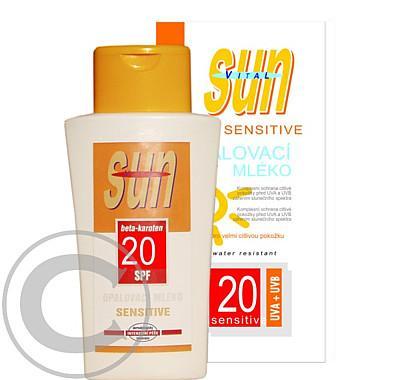 SUN SENSITIVE opalovací mléko pro citlivou pleť OF 20 200 ml, SUN, SENSITIVE, opalovací, mléko, citlivou, pleť, OF, 20, 200, ml