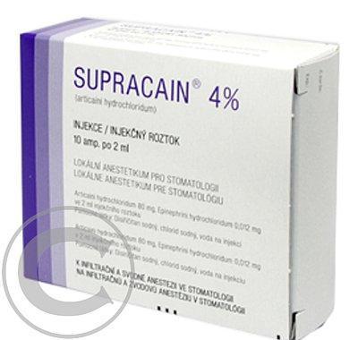 SUPRACAIN 4%  10X2ML Injekční roztok, SUPRACAIN, 4%, 10X2ML, Injekční, roztok