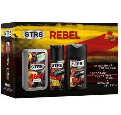 Vánoční kazeta STR8 REBEL voda po holení 50ml   Deo spray 150 ml   Sprchový gel 250 ml