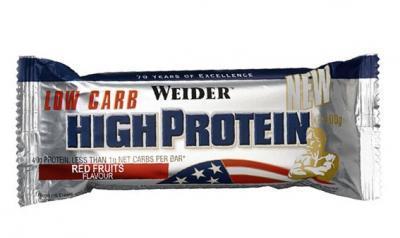 Low Carb High Protein, proteinová tyčinka, 100 g, Weider - Jahoda