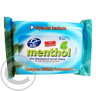 Ubrousky Uni Menthol vlhčené 15 ks, Ubrousky, Uni, Menthol, vlhčené, 15, ks