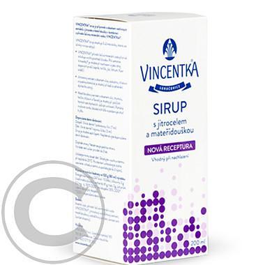 VINCENTKA Sirup s jitrocelem a mateřídouškou 200 ml, VINCENTKA, Sirup, jitrocelem, mateřídouškou, 200, ml