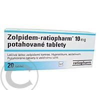 ZOLPIDEM-RATIOPHARM 10 MG  20X10MG Potahované tablety, ZOLPIDEM-RATIOPHARM, 10, MG, 20X10MG, Potahované, tablety